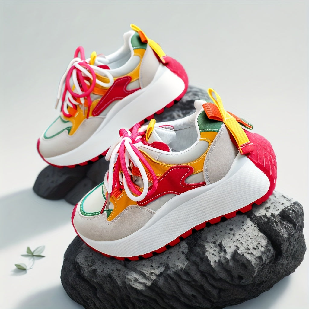 Women'S 2025 New Arrival, Colorful Striped Running Shoes with Thick Sole - All-Season Motion-Control Sneakers for Fitness and Running, Allseason Sneakers|Playful Design|Motioncontrol Support